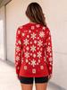 Unisex Couple Long Sleeve Ugly Christmas Tshirt Classic 3D Print Red Round Neck Santa Snowflake Holiday Casual Tops