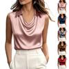 Dames Casual Mode Satijnen Kraag Mouwloos Top T-shirt Vest