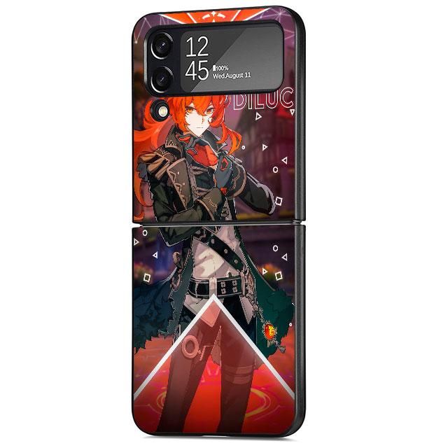 Genshin Impact Game Case für Samsung Galaxy Z Flip 4 Z Flip 3 5G ZFlip3 ZFlip Flip3 ZFlip4 zflip Schutztasche Schwarze Abdeckung