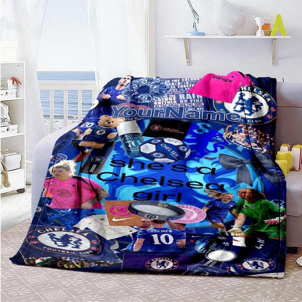 Chelsea Customize Text Blanket Throw Customizable Blanket Soft Warm Cozy Throw For Office Picnics Living Room Livingroom All-Season Use