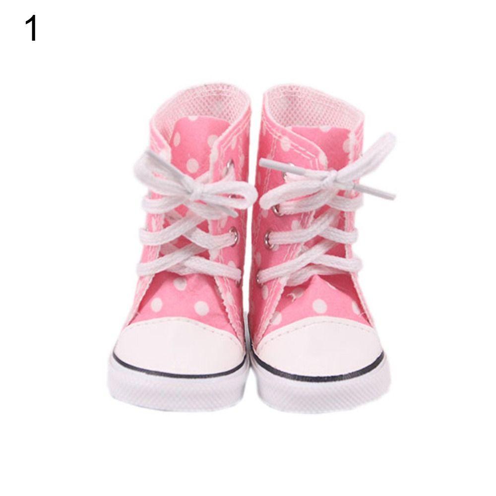 DIY Russia For 43cm Baby 7cm American Doll Shoes Flowers Sneakers Boots 18Inch Doll Canvas Shoes