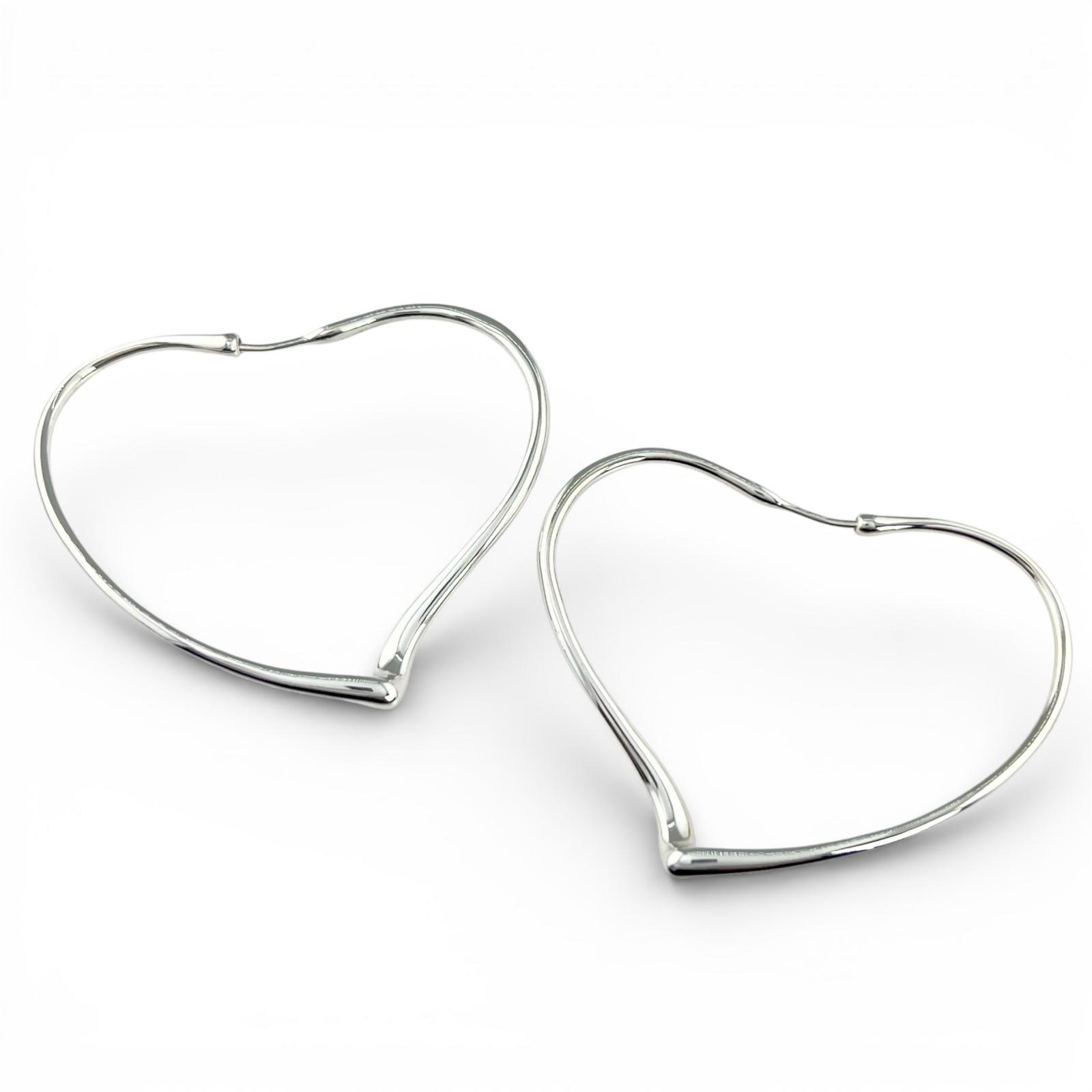 

Excellent TIFFANY&Co. Pierce Elsa Peretti Open Heart Hoop Silver AG925 Women Used