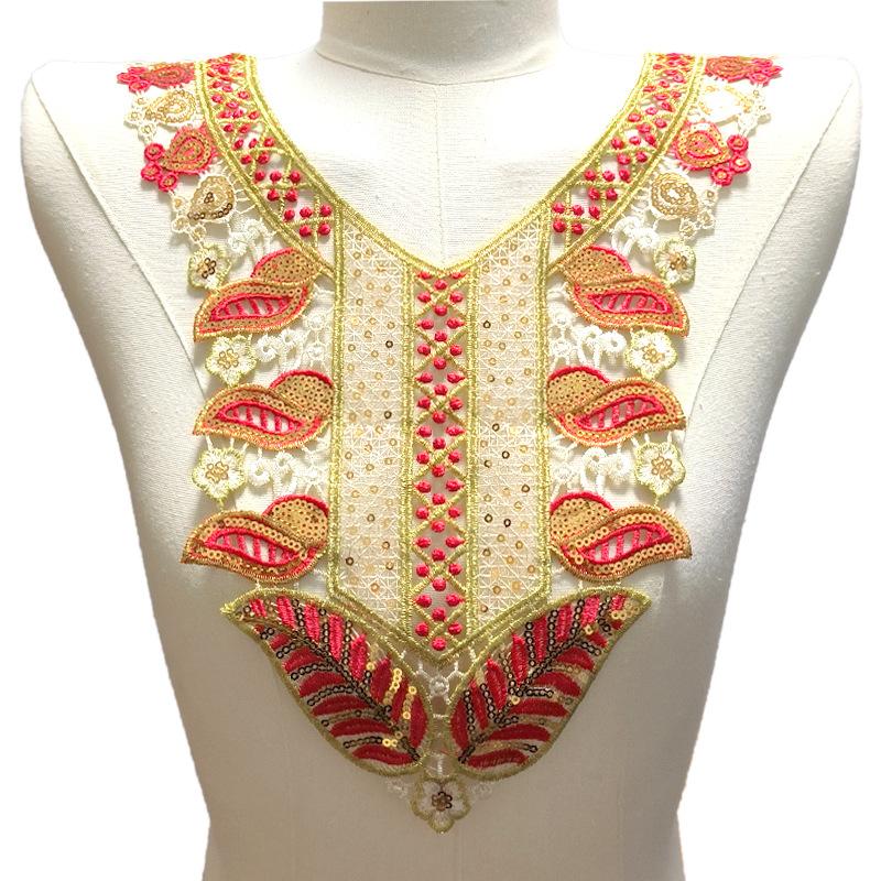 Color embroidered collar, beaded corsage, color embroidered fake collar, hollow collar, water-soluble lace cloth sticker.