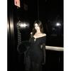 High-end Royal Sister Style Temperament Slim Mesh One-word Shoulder Long-sleeved Dress Women's New Dress Hip-wrapped Skirt