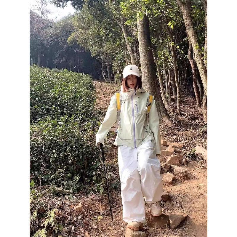 Couple Windbreaker Jacket Women Korean Style Retro Outdoor Hiking Hooded Coat Loose Spring Autumn Fashion