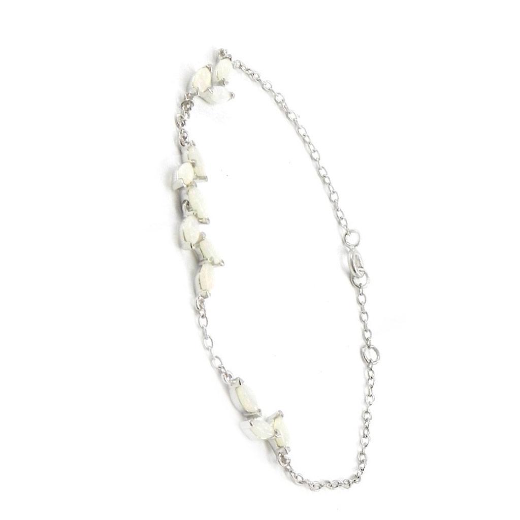 Les Trésors De Lily [I2631] - Stříbrný náramek 'Opálová bohyně' Postříbřený bílý (rhodiovaný) - 8 mm