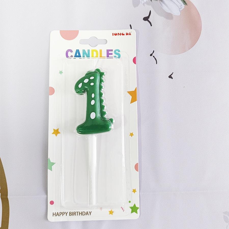Dinosaur Birthday Candle Green Number Candle for Dinosaur Theme Party Decoration Number Candle for Cake Top
