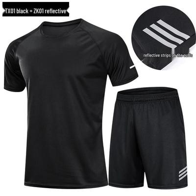 WEZHO Herren Kurzarm Fitness Laufanzug