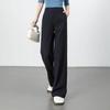 Spring and Autumn heavy-duty high-quality hip covering, leg trimming and thin wide-leg trousers, retro-textured three-dimensional high-waisted