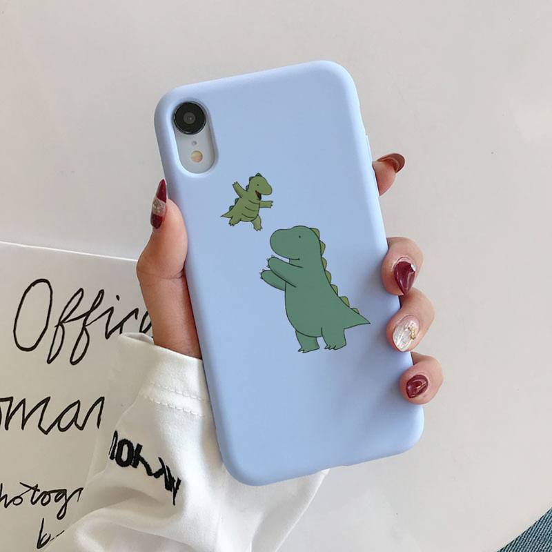 Cute dinosaur Liquid Silicone Phone Case for iphone 13 12 11 Pro Max XR XS X Soft Candy Cover for iPhone 6 6S 7 8 Plus Cases