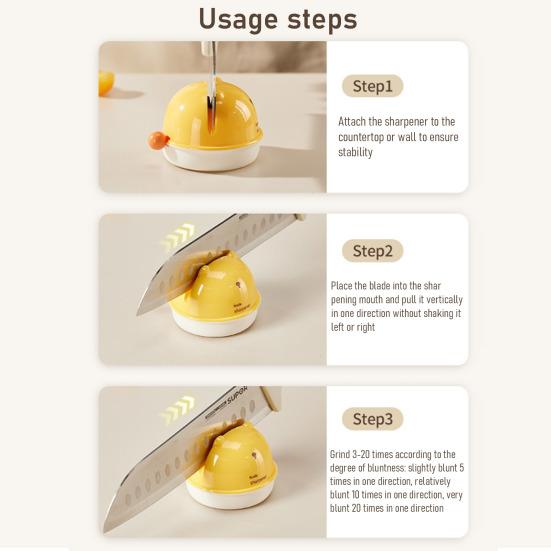 Cute Bear-Shaped Knife Sharpener Stable Vacuum Suction Cup Knife Sharpener Tungsten Steel Whetstone Easy to Store Kitchen Tool
