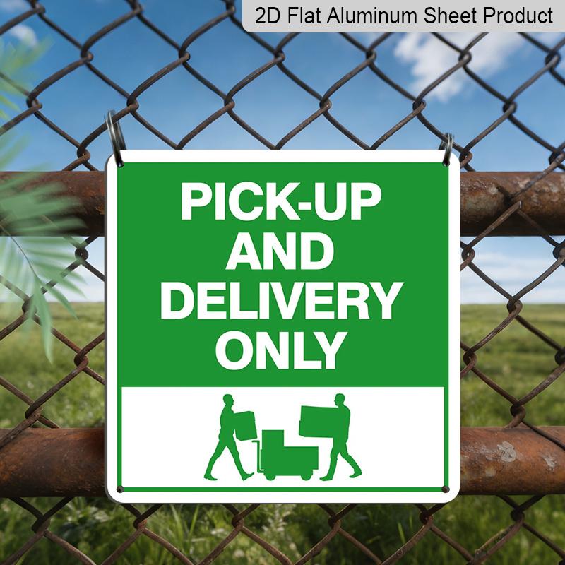 

2D Flat 1pc, Funny Pick-Up & Delivery Only Metal Sign - Heavy-Duty Iron Green/White Road Sign with Delivery Truck Icons - Indoor/Outdoor Use for 20*20cm