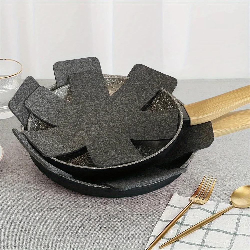 6Pcs Pot and Pan Protectors Pot Dividers Pad Non-woven 3 Sizes Pans Separator Pads for Protecting Cookware Kitchen Tools
