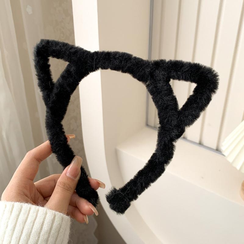 

Повязка на голову с кошачьими ушками, плюшевая зимняя пушистая повязка на голову с кроличьими ушками, милый пучок для волос, пушистая повязка на голову, милая повязка на голову с изображением лица, обруч для волос для девочек, аксессуары для волос