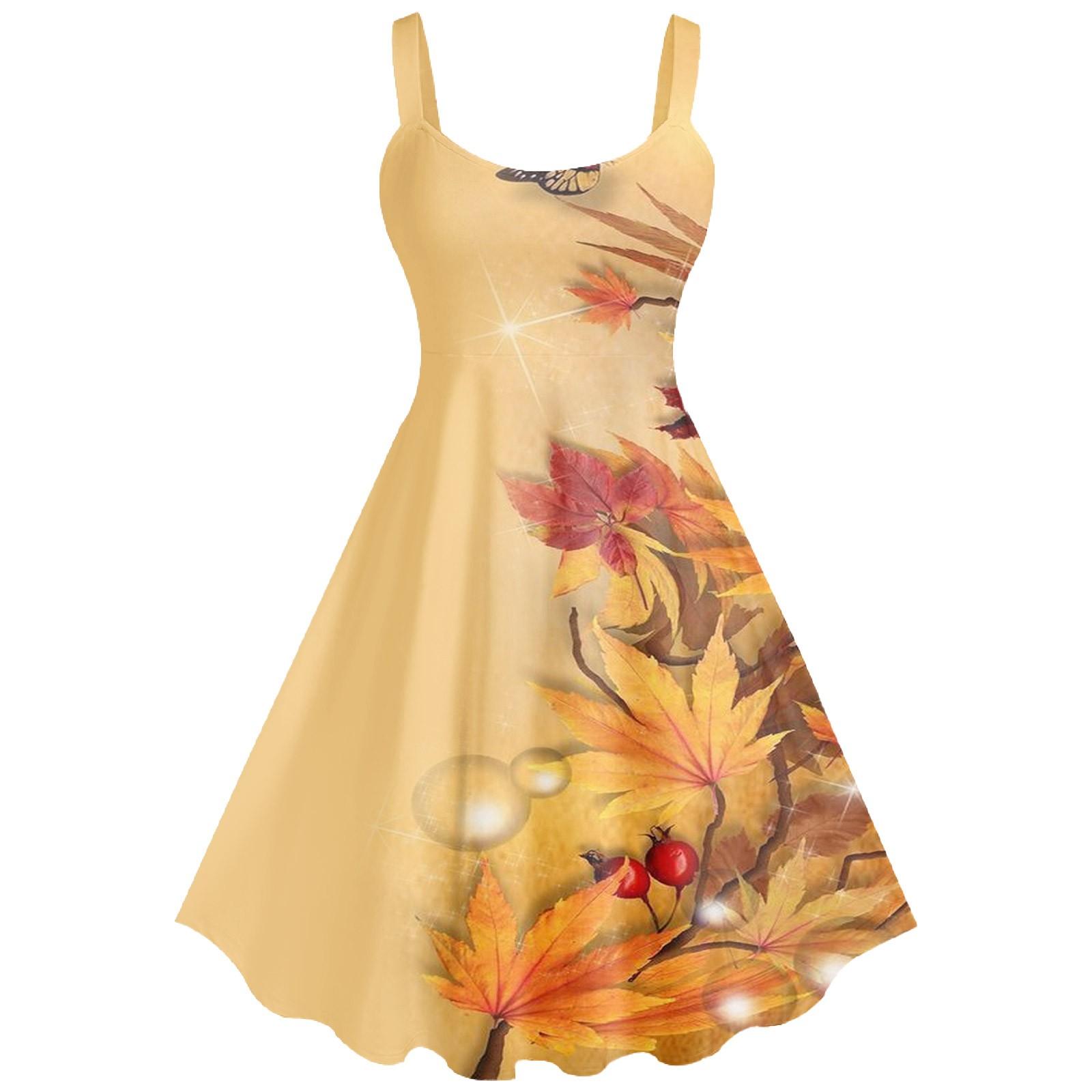 

Женское повседневное и модное платье с принтом, сексуальное, на подтяжках, в стиле ретро, большое платье-качели M оранжевый