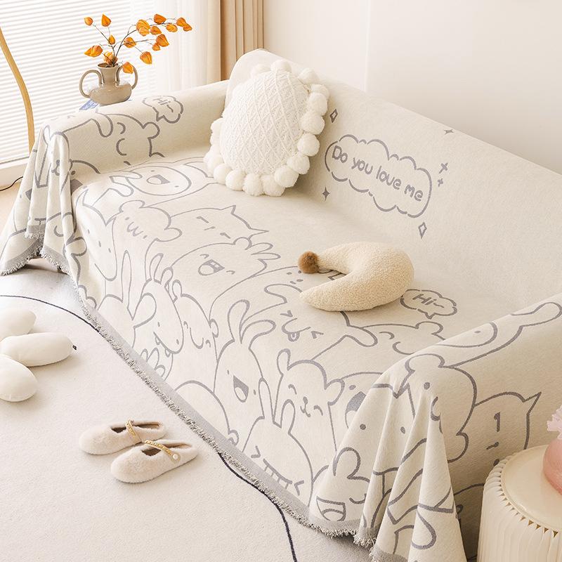 

Чехол для дивана из шениллового полотенца, чехол для дивана с мультяшным рисунком, универсальный чехол, нескользящий, устойчивый к царапинам, подушка для дивана, одеяло 180*130cm