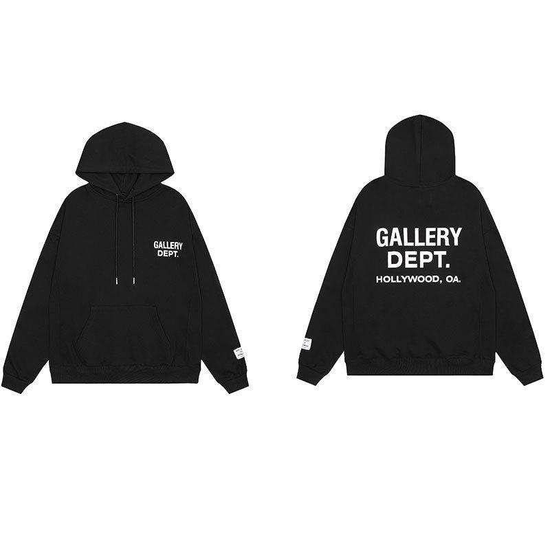 GALLERY DEPT Bluza Unisex z Kapturem Bawełniana z Plamami Farby Graffiti - Jesienna Luźna