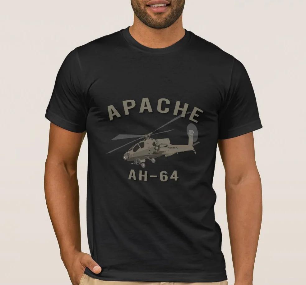 

Футболка с изображением ударного вертолета AH-64 Apache Новая 100% Хлопок Короткий рукав Круглый вырез Повседневная одежда Мужская Верхняя одежда - Мужская Летняя Co... S разноцветный