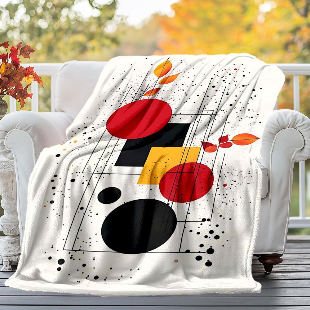 1PC Abstract ArtOutdoor Flannel Blanket - Soft Plush Decor for Picnics, Camping, Bedroom, Playroom, Office, or Lunch Break 1270A