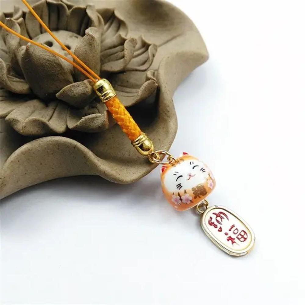 Car Keyring Maneki Neko Pendant Bag Pendant Phone Strap Ornaments Kawaii Lucky Cat Keychain  Couple