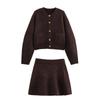 European And American Style Foreign Trade Women's Clothing New 2025 Fashion Gold Button-decorated Knitted Jacket Skirt Suit