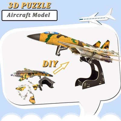 3D DIY Puzzle Fighter Cool Model Aircraft Assembly Paper Jigsaw Puzzle Toys for Children Kid Early Learning Educational Toy Gift