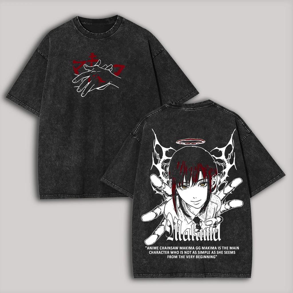 Vintage Prané Trička Řetězová Pila Muž Anime Tričko pro Muže Harajuku Oversize Tričko Bavlna Módní Streetwear Vrchní Díly