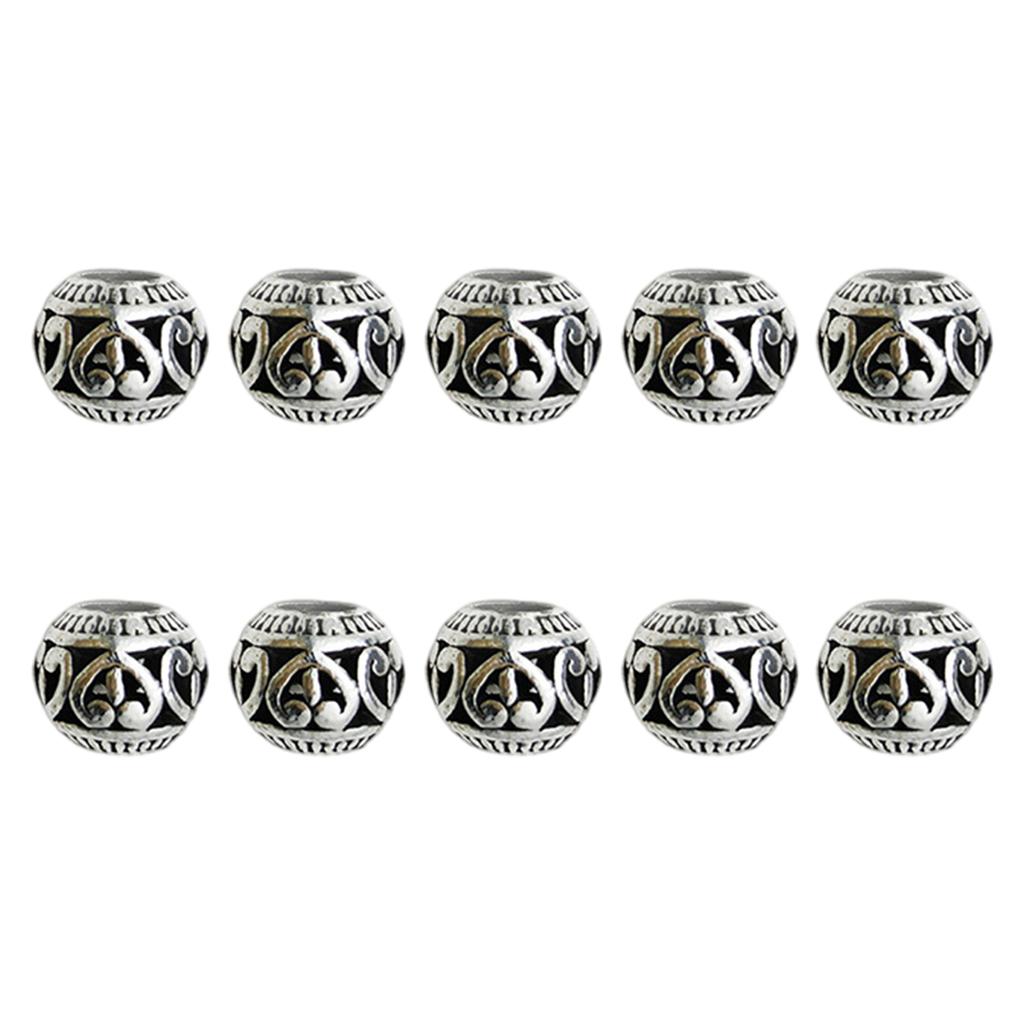 10pcs Tibetan Style Large Hole Spacer Beads Antique Silver for DIY Jewellery Making and Crafting Projects