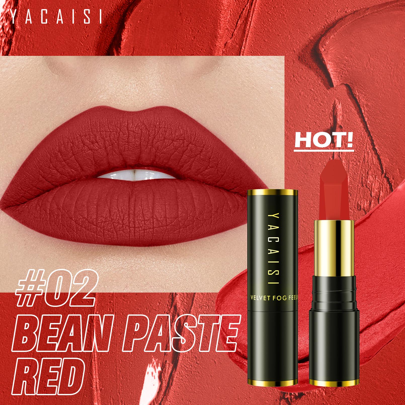 

Yacai Si Hyaluronic Acid Matte Nude Velvet Lipstick - Non-Stick, Non-Fading Lip Gloss for Students. 3.5g