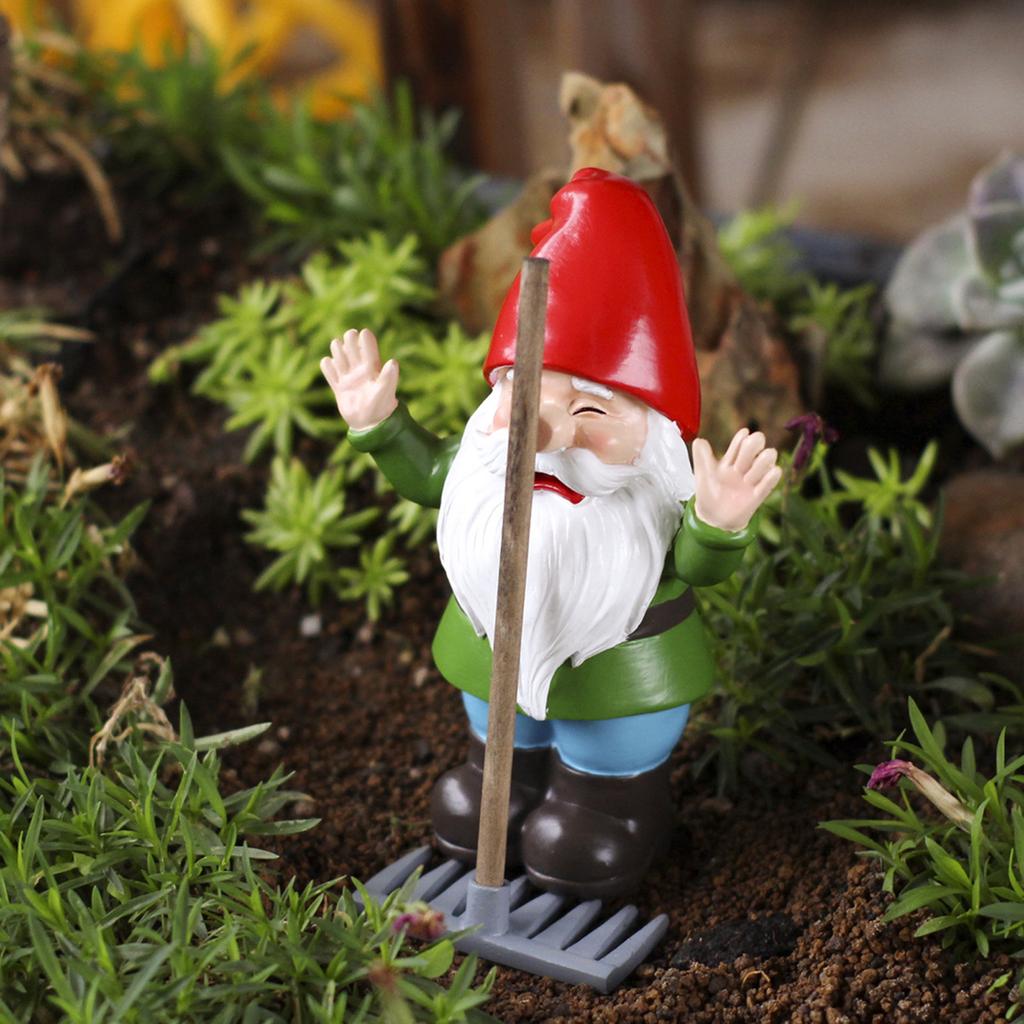 Funny Gnome Sculpture Multi Purpose Mini Dwarf Statue Non-Fading Pot Edge Hanging Decor for Garden Planter Edge& Balcony Railing