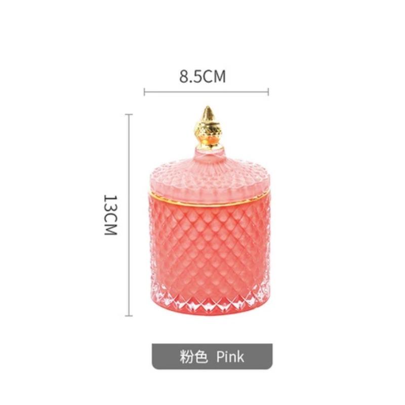 Classic French Light Luxury Multicolor Glass Storage Jar Handmade Aromatherapy Bottle Cotton Swab Toothpick Storage Box Candle Jar