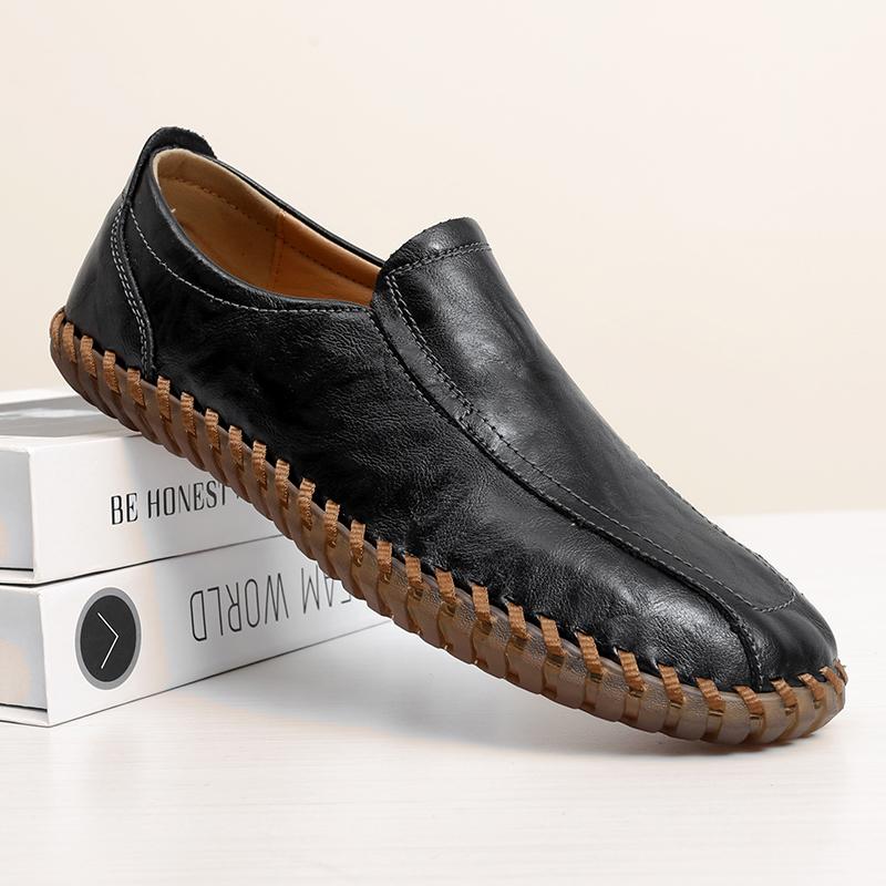 

Men‘s Handmade Loafers Casual Leather Shoes Flats Moccasins Men Sneakers Plus Size 39-47 47 коричневий