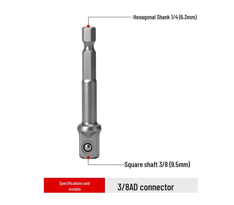 Electric Drill Bit Adapter: 1/2 to 1/4" Telescopic Wrench Extension Bar