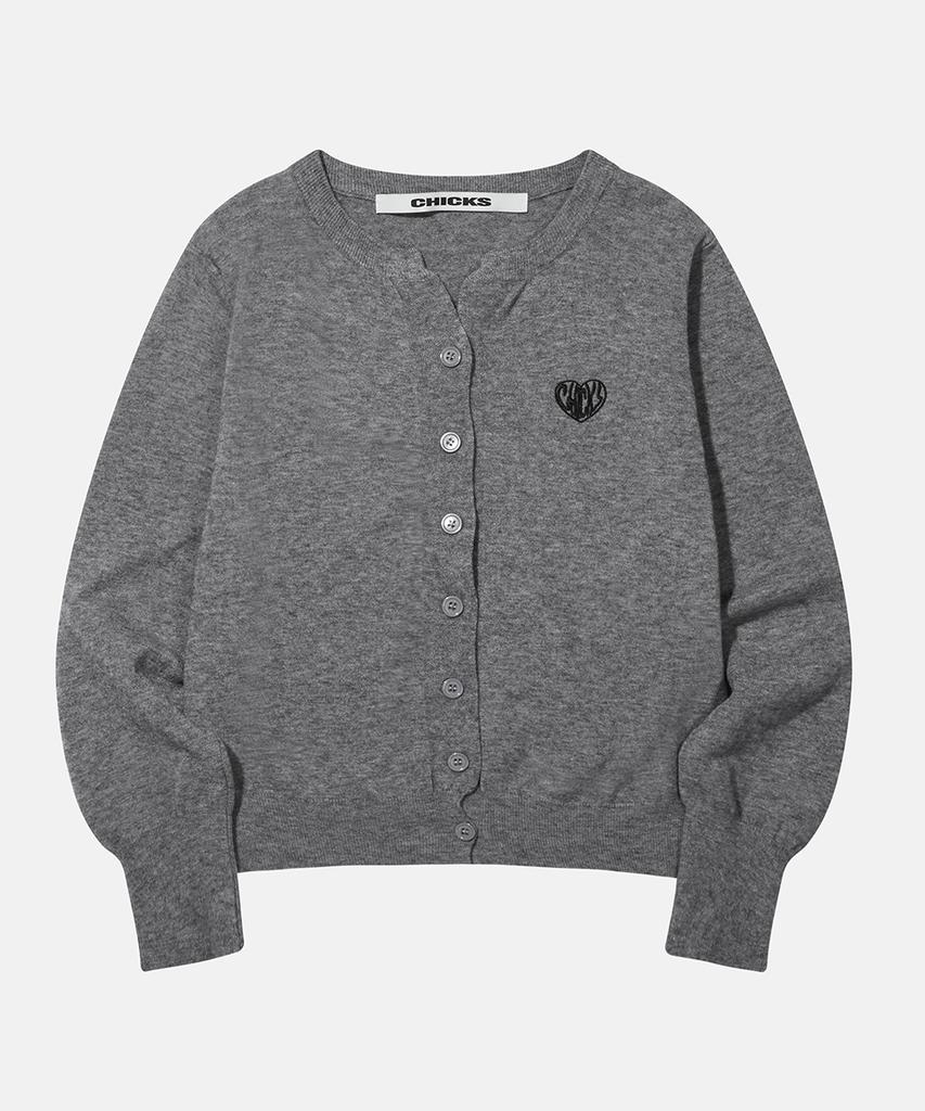 CHICKS Mvk Heart Stitch Mini V-Neck Knit Navy