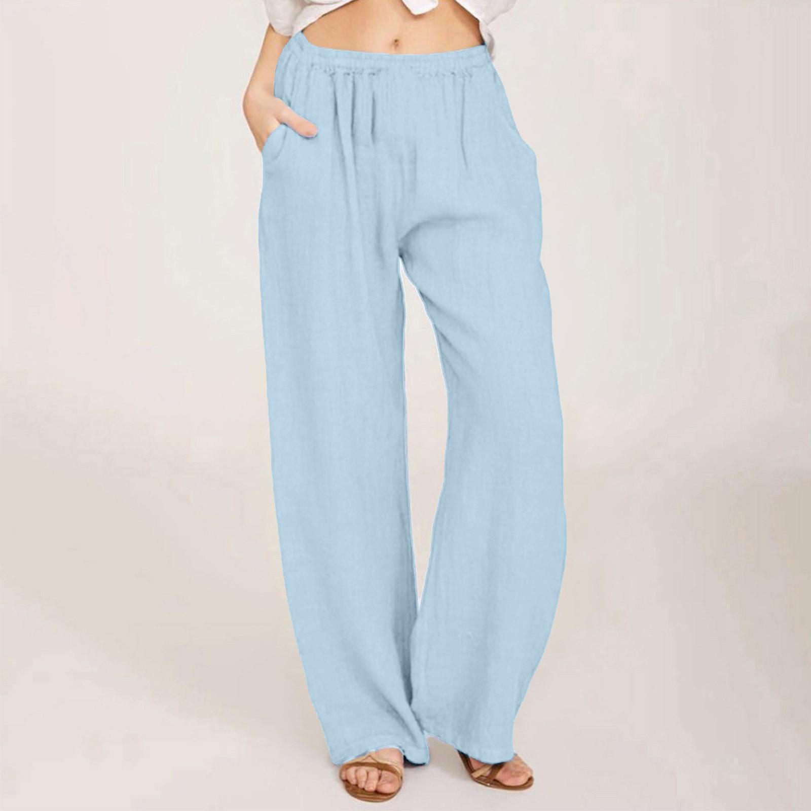 

Жіночі повсякденні прямі штани Однотонні повсякденні довгі штани з кишенями XXL