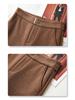 Women's 2024 Khaki Wool Blend Loose Fit Slimming Wide Leg Pants for Autumn and Winter
