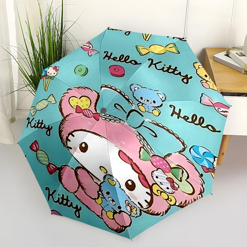 

1pc Hello Kitty Automatic Opening/Closing Umbrella with Portable Tri-Fold Design, 8-Bone Iron Frame Outdoor Umbrella, Perfect Gift for Fans, Travelers