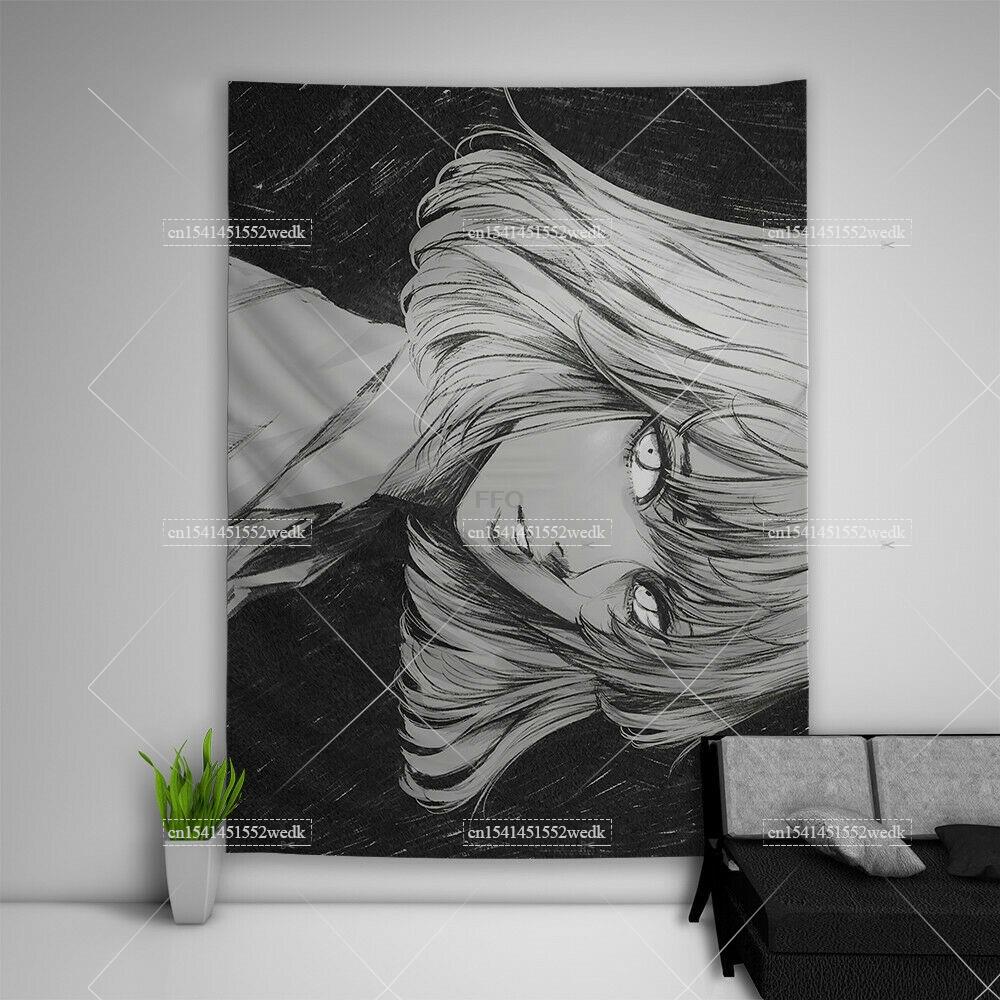 Kawaii School Girl Tapestry Wall Decor Anime Tapestry Manga Aesthetic Room Decoration Meme Tapestries Art Poster For Home