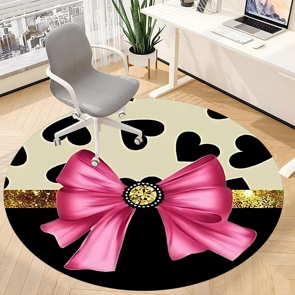 1pc Pink Bow Chair Carpet for Office - Durable, Ideal for Chair Mats, Stylish & Functional Decorative Rug yy260203096