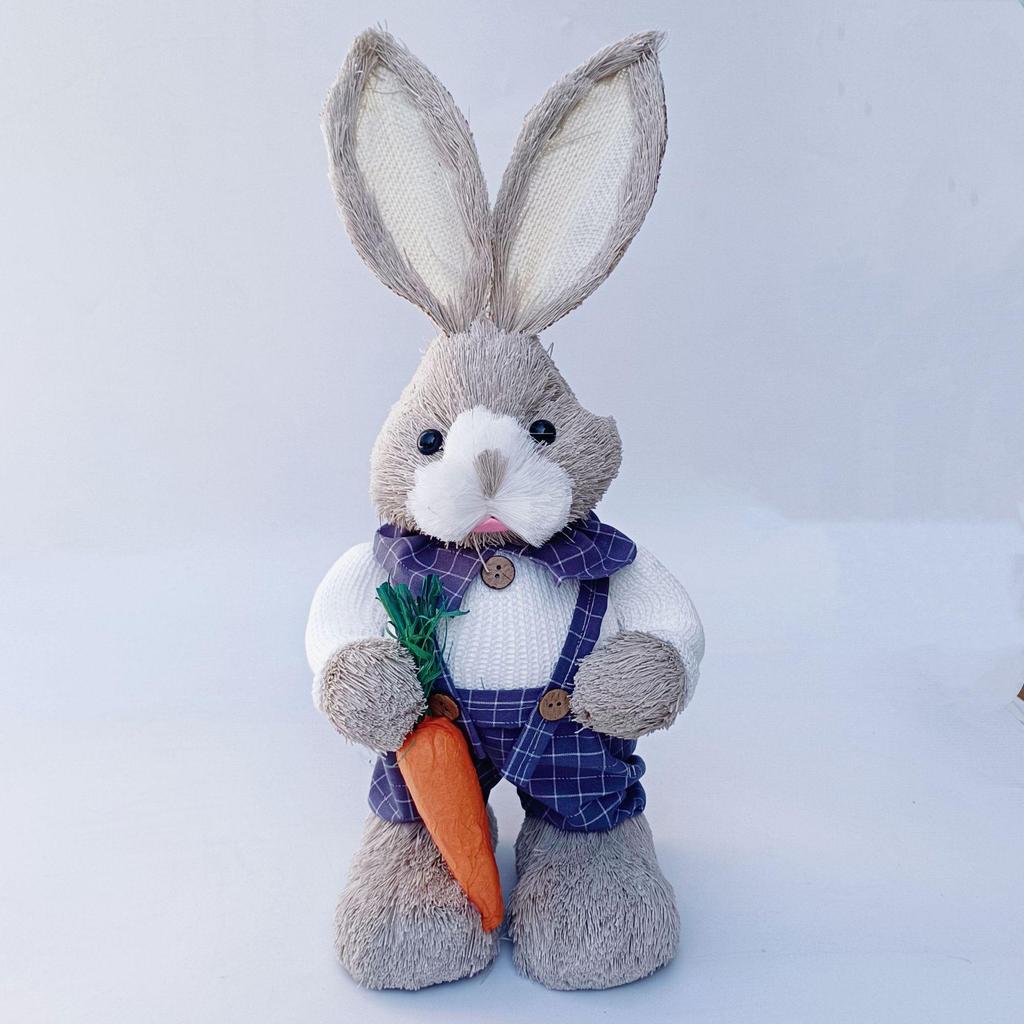 45CM Medium Woven Reed Rabbit Handmade Forest Style Folk Home Decoration Souvenir