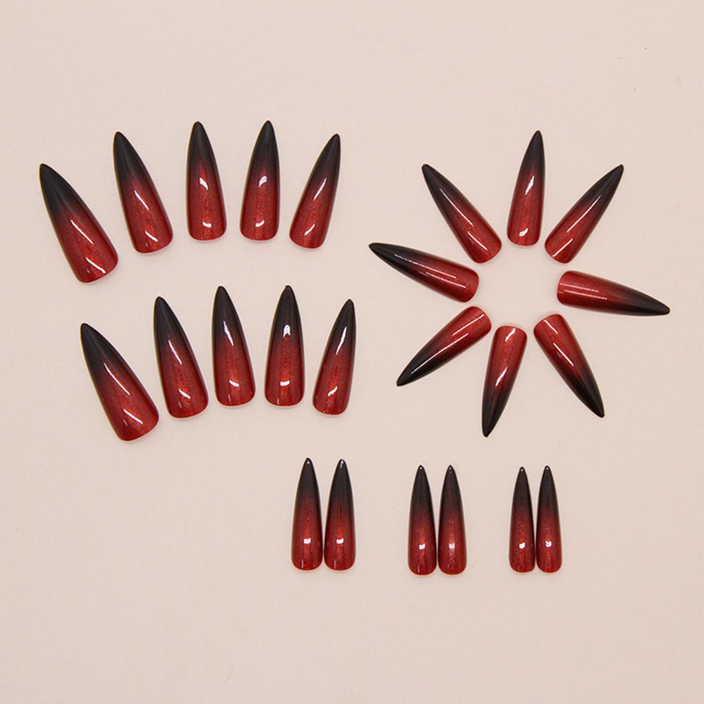 Black Red Gradients Resin Nail Extension Long Lasting Safe Material Waterproof False Nails for Women Nail Art Decoration