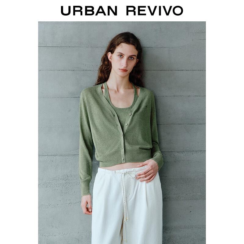 UR 2025 Autumn Women's Embroidered V-Neck Knit Cardigan