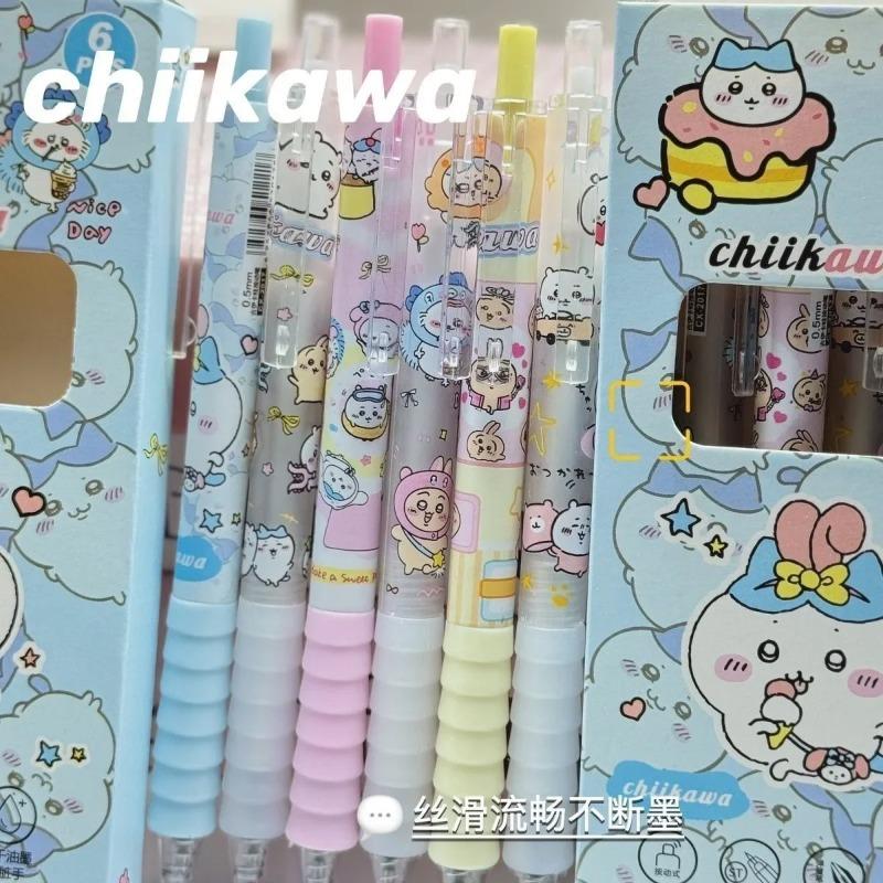 Student 6pcs Chiikawa gel Writing Tool Pencil Kit Writing 0.5mm Black Signature Writing Tool Student Stationery Stationery Present