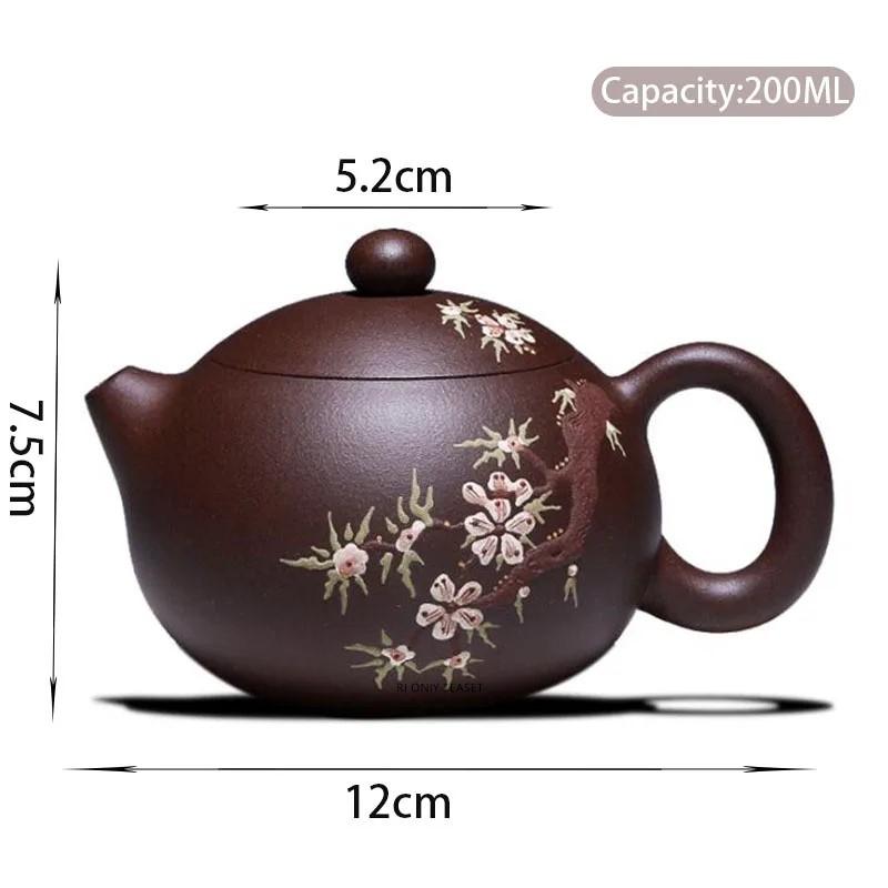 

200ml High-end Yixing Purple Clay Teapots Handmade Plum Bossom Xishi Tea Pot Ball Hole Filter Kettle Chinese Zisha Tea Set