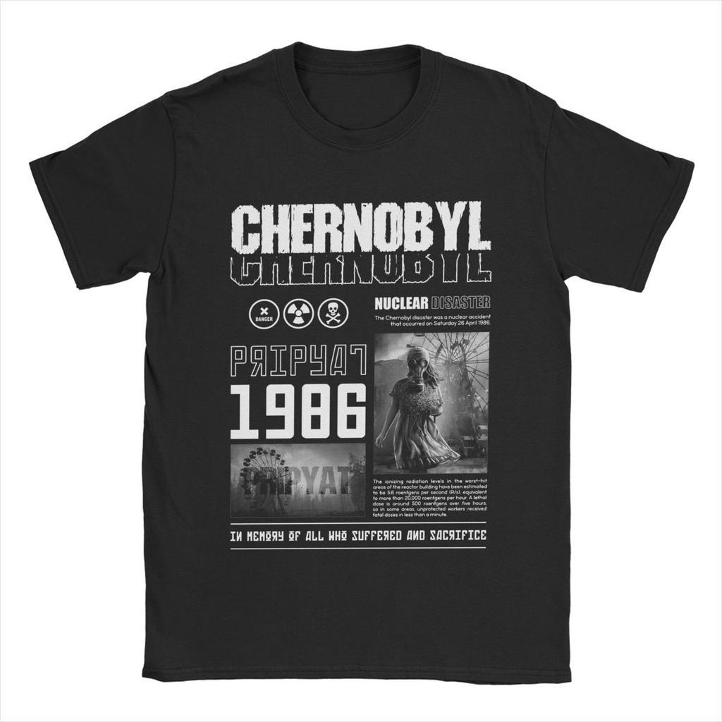 T-Shirt Tschernobyl Herren Baumwolle Lustiges T-Shirt O-Ausschnitt T-Shirts Kurzarm Kleidung Übergröße