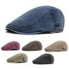 Boina de algodón vintage para hombre y mujer, gorra con visera plana a la moda, boina informal de otoño, gorra de vendedor de periódicos retro, unisex, ajustable para verano