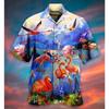 Summer Hawaiian Shirt Flamingo Short Sleeve Funny Men's Clothing Fashion Special Offer High-quality Shirts