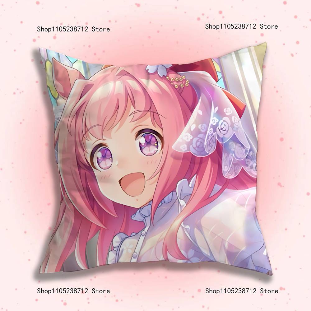 Haru Urara U-Umamusume Anime Kissenbezug Staubmilbenfreier Kissenbezug Unsichtbarer Reißverschluss Seidiger Kurzflor Sofakissenbezug