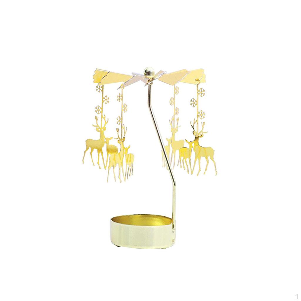 Rotary Candle Holder Aureate Metal Tealight Candlestick Ornament Romantic for Table Dinner Festival