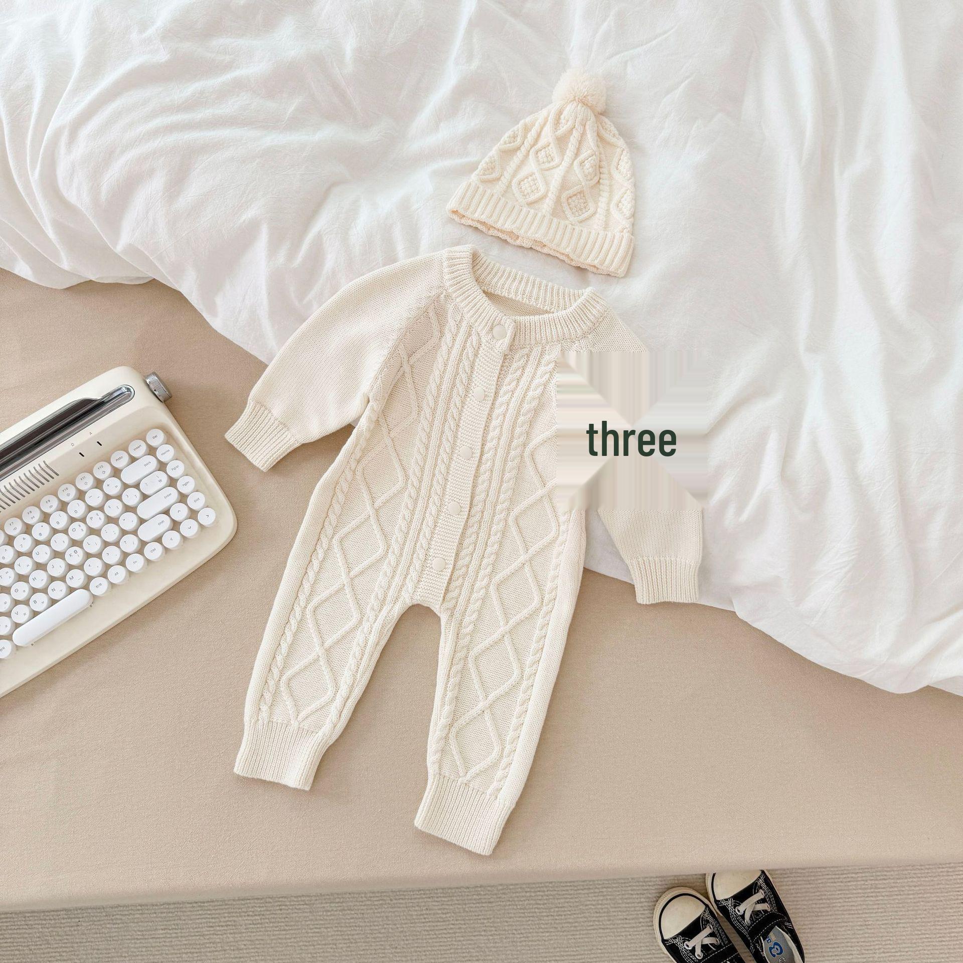

Top-Quality Knitted Newborn Romper - Cotton Cable Knit for Spring/Autumn (For Boys & Girls, Full Moon & 1-Year-Old Crawlers) 66 cm